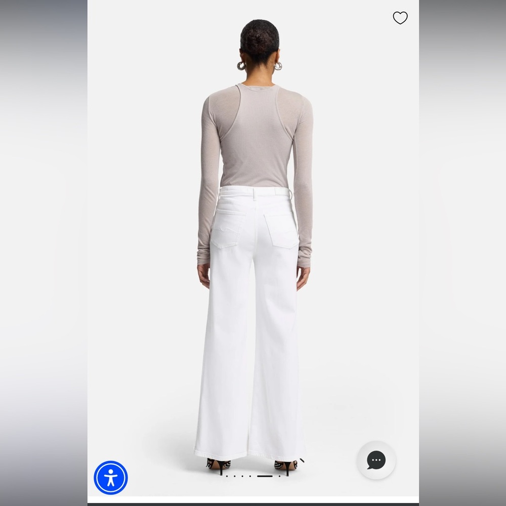 Seven 7 for All Mankind Jo Lux White Wide Leg Jean High Rise 29 - Picture 3 of 16